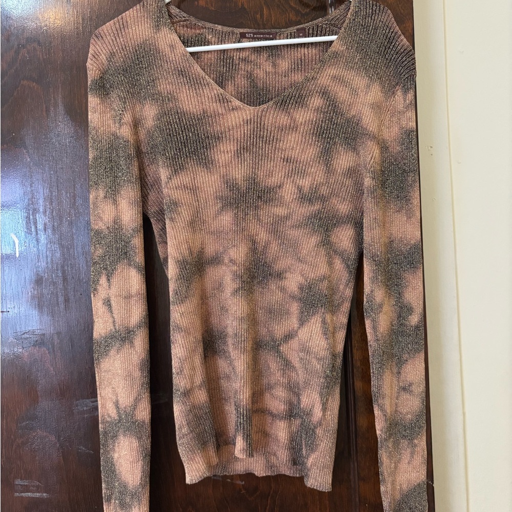525 America Tie-Dye Long Sleeve Tee - gold threading